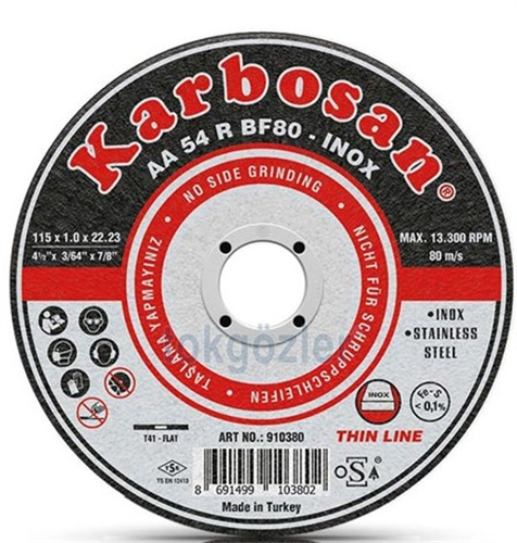 Karbosan Metal İnox 115 x 1.0 x 22 (25/Paket) (300/Koli)